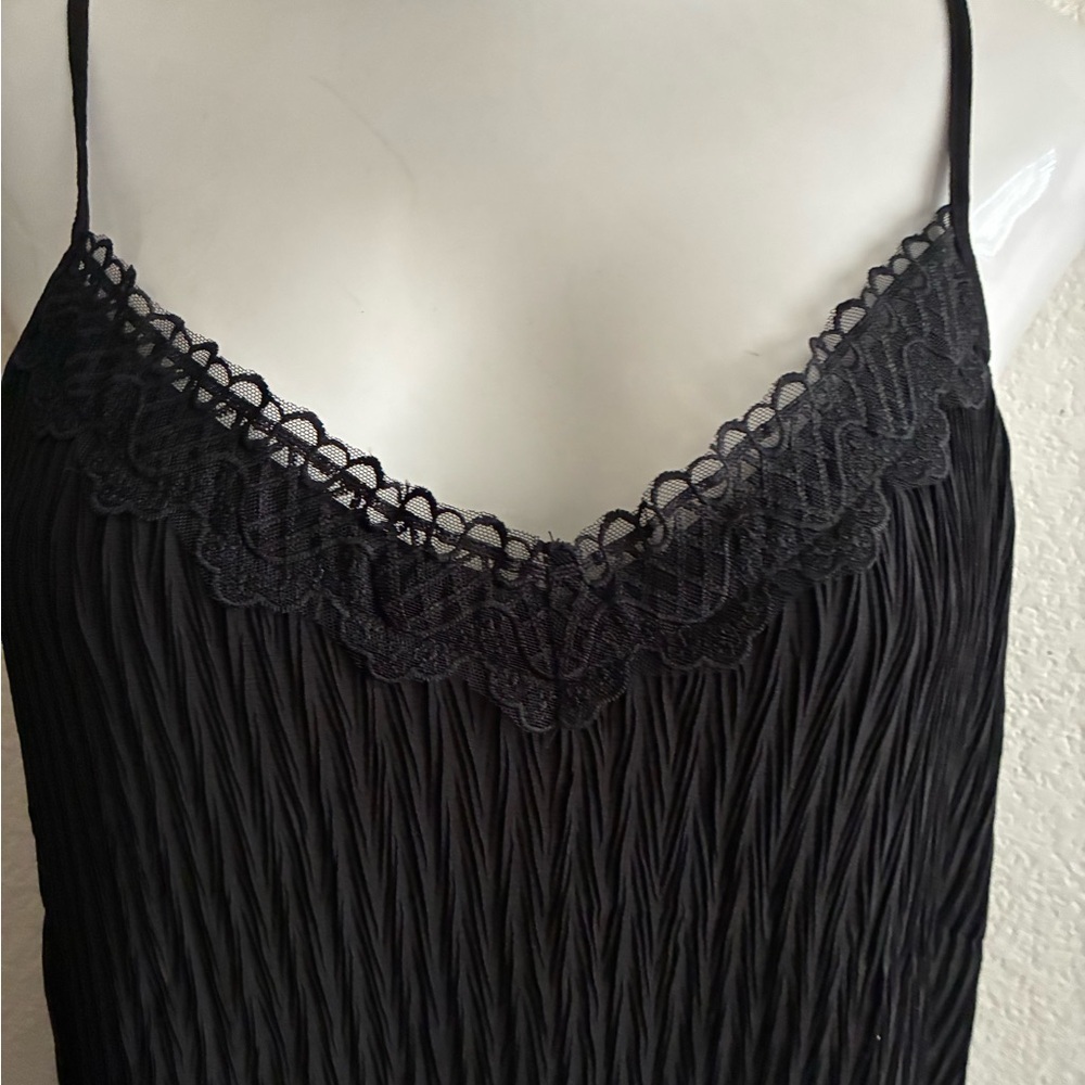 🆕Blu Pepper Black Lace-Trim Pleated Cami Top M🆕 - Picture 5 of 16